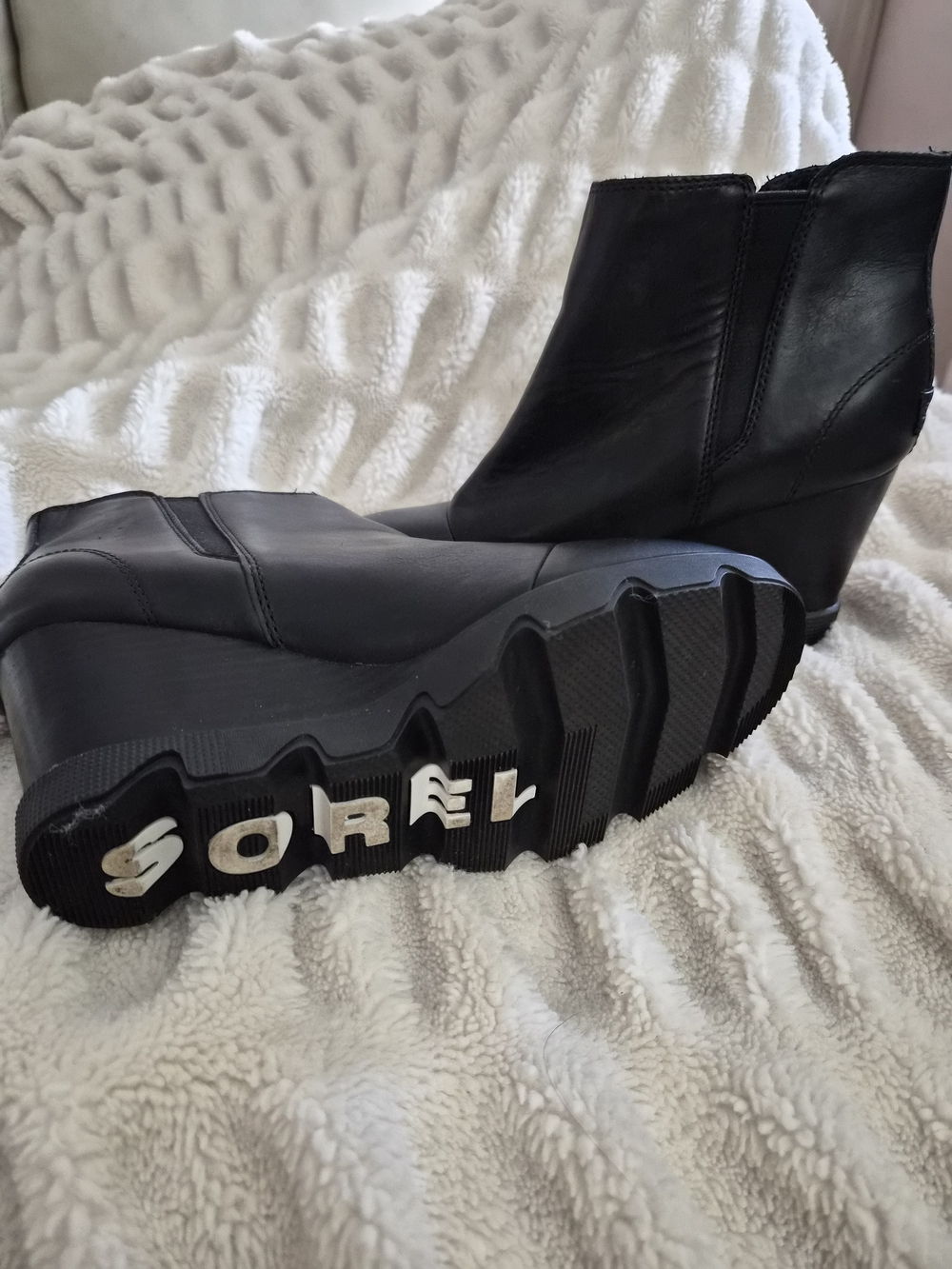 SOREL Black Wedge Ankle Boots